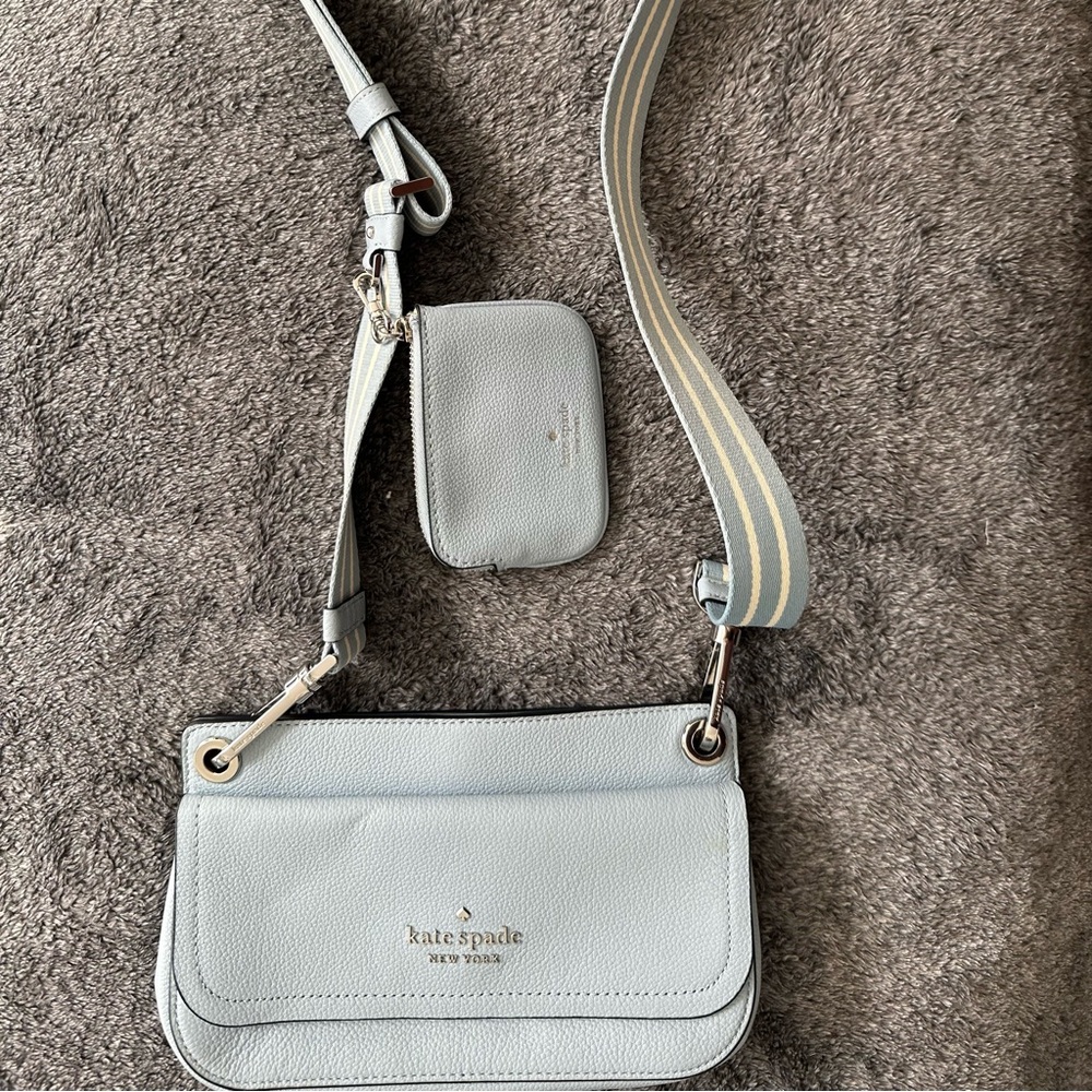 Kate Spade Light Blue Crossbody Bag with detachable coin purse